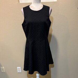 Theory Black Textured Mini Fit and Flare Dress with Zipper Back-Size 12